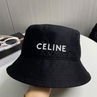 Celine Embroidery Bucket Hat in Cotton Black