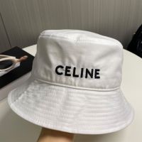Celine Embroidery Bucket Hat in Cotton White