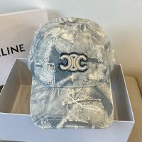 Celine Embroidery Triomphe Baseball Cap in Denim Blue