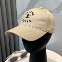 Celine Embroidery Triomphe Letter Baseball Cap in Cotton Khaki