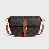 Celine Folco Shoulder Bag in Triomphe Canvas Brown