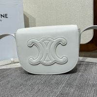 Celine Folco Bag Cuir Triomphe in Smooth Calfskin White