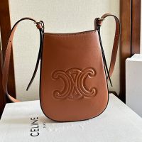 Celine Heloise Phone Pouch in Supple Calfskin Brown