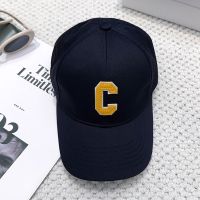 Celine Initial Baseball Cap in Cotton Navy Blue