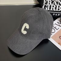 Celine Initial Baseball Cap in Washed Denim Dark Grey