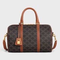 Celine Large Boston Bag in Triomphe Canvas Brown