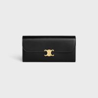Celine Large Bifold Wallet Triomphe in Shiny Calfskin Black