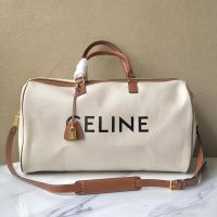 Celine Large Voyage Bag In Textile With Celine Print Beige