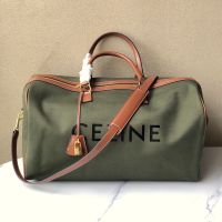 Celine Large Voyage Bag In Textile With Celine Print Green