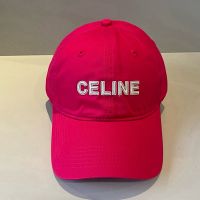 Celine Letter Embroidery Baseball Cap in Cotton Red