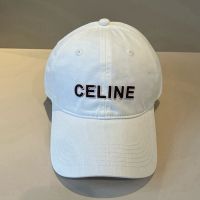 Celine Letter Embroidery Baseball Cap in Cotton White
