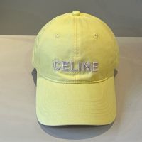 Celine Letter Embroidery Baseball Cap in Cotton Yellow
