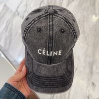 Celine Letter Patch Baseball Cap In Denim Black