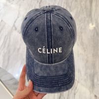 Celine Letter Patch Baseball Cap In Denim Blue