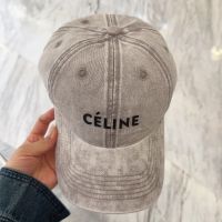 Celine Letter Patch Baseball Cap In Denim Grey