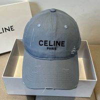 Celine Letter Printing Baseball Cap In Cotton Grey