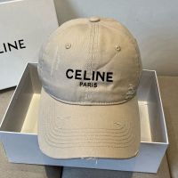 Celine Letter Printing Baseball Cap In Cotton Khaki/Black