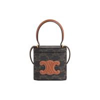 Celine Lock Bag Cuir Triomphe in Triomphe Canvas Brown