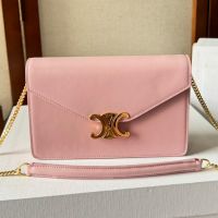 Celine Margo Wallet On Chain in Shiny Calfskin Pink