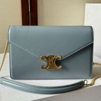 Celine Margo Wallet On Chain in Shiny Calfskin Sky Blue