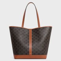 Celine Medium Cabas Bag in Triomphe Canvas Brown