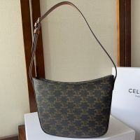 Celine Medium Croque Bag in Triomphe Canvas Brown
