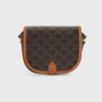 Celine Medium Folco Bag in Triomphe Canvas Brown