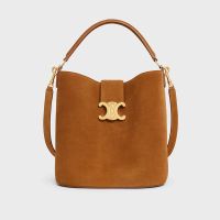 Celine Medium Louise Bucket Bag in Suede Brown