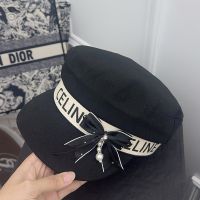 Celine Military Cap In Cotton with Bowknot Black