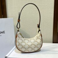 Celine Mini Ava Bag in Triomphe Canvas White