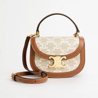 Celine Mini Besace Clea Bag in Triomphe Canvas White