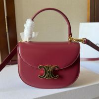 Celine Mini Besace Clea Bag in Shiny Calfskin Red
