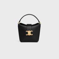 Celine Mini Bucket Bag Triomphe in Smooth Calfskin Black