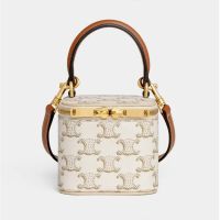 Celine Mini Vanity Case in Triomphe Canvas White