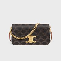 Celine Multipochette Bag in Triomphe Canvas and Calfskin Brown