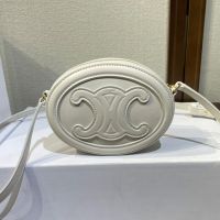 Celine Mini Oval Bag Cuir Triomphe in Smooth Calfskin White