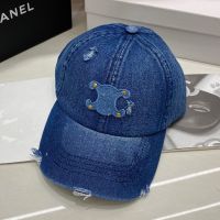 Celine Rivet Triomphe Baseball Cap in Denim Blue