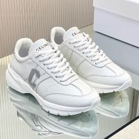 Celine Runner CR-02 Low Lace-Up Sneakers Unisex Calfskin White/Silver