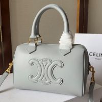 Celine Small Boston Bag Cuir Triomphe in Smooth Calfskin Grey