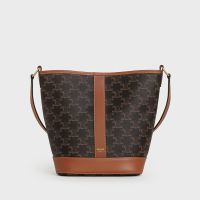 Celine Small Bucket Bag in Triomphe Canvas Brown