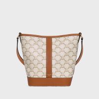 Celine Small Bucket Bag in Triomphe Canvas White