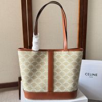 Celine Small Cabas Bag in Triomphe Canvas White