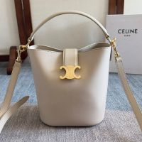 Celine Small Louise Bucket Bag in Smooth Calfskin White