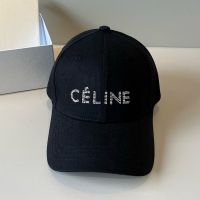 Celine Strass Logo Baseball Cap in Cotton Black