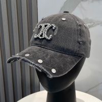 Celine Strass Triomphe Baseball Cap in Denim Dark Grey