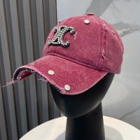 Celine Strass Triomphe Baseball Cap in Denim Rose