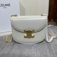 Celine Teen Chain Besace Bag Triomphe in Shiny Calfskin White