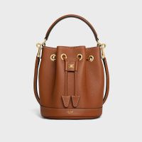 Celine Teen Clara Bucket Bag in Supple Grained Calfskin Brown