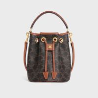 Celine Teen Clara Bucket Bag in Triomphe Canvas Brown