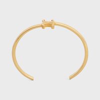 Celine Triomphe Asymmetric Cuff Bracelet in Brass Gold
